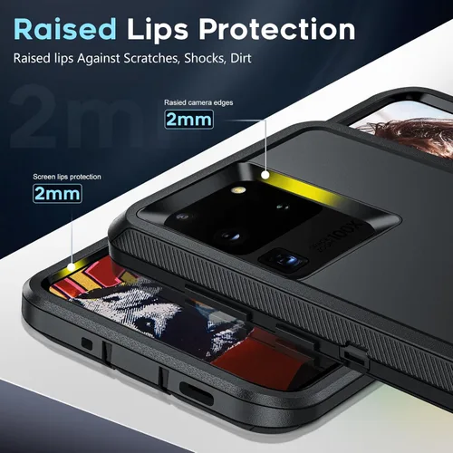 Vista 3 de LeYi Funda compatible con Samsung S20 Ultra: funda resistente 3 en 1 para Samsung Galaxy S20 Ultra, funda de grado militar a prueba de golpes