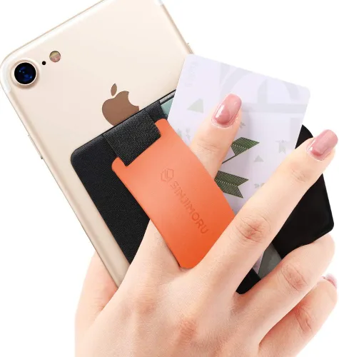 Vista 9 de Sinjimoru Tarjetero con agarre para teléfono con soporte para teléfono, billetera de agarre seguro para iPhone con soporte para mesa. Sinji Pouch