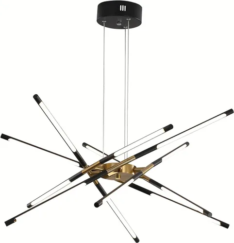 Vista 9 de Candelabro negro moderno, Candelabro Sputnik de 10 luces regulable enchufable, lámpara colgante de techo con instalación empotrada, lámpara colgante