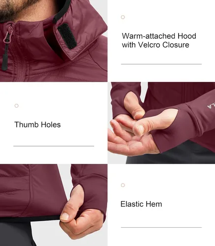 Vista 4 de Pudolla Men's Lightweight Puffer Jacket Winter Thermal Running Jacket Hybrid Waterproof Down Coat for Golf Hiking