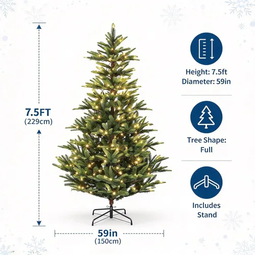 Vista 2 de 7.5ft Christmas Tree with 750 Clear Lights