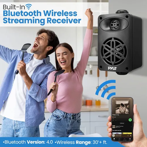 Vista 4 de Pyle Usa - Par de altavoces Bluetooth para interiores y exteriores, 200 W, doble impermeable, 3.5 pulgadas, sistema de altavoces de rango completo
