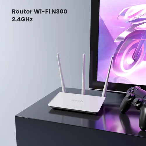 Vista 9 de Tenda N300 Router WIFI inalámbrico con antena de alta potencia 5dBi (F3), Blanco