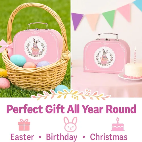 Vista 8 de Lajeje Juego de fiesta de té para niñas – Regalo de cumpleaños de princesa pequeña, juguetes de conejito para la hora del té con tetera, postres