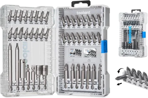 Vista 9 de toolant Juego completo de brocas de impacto de acero S2, 40 piezas con soporte magnético y estuche de almacenamiento, hexagonal, Torx, Phillips