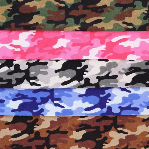 Vista 3 de Mook Fabrics Camuflaje de franela PRT, rosa intenso cortado por yarda