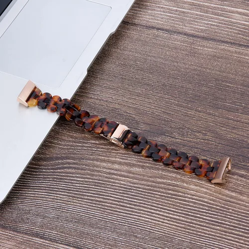 Vista 5 de Bandas ovaladas de resina compatibles con Fitbit Charge 3/3 SE/Charge 4 bandas para mujer, elegantes pulseras de relación con hebilla de acero Tono