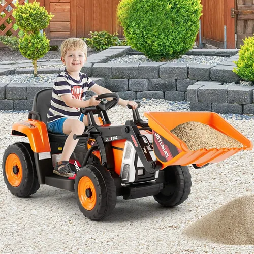 Vista 8 de JOYLDIAS Excavadora de 12 V con control remoto de 2.4 GHz, vehículo eléctrico de construcción para niños con 3 velocidades, Bluetooth, conector