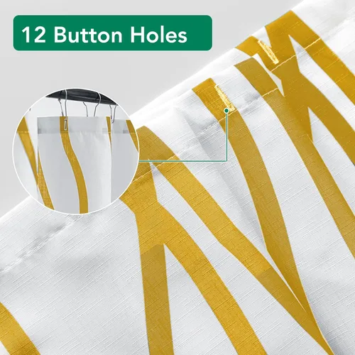 Vista 4 de Biscaynebay - Cortina de ducha extralarga de tela texturizada de 72 x 72 pulgadas, cortinas de baño modernas de lino con rayas doradas impresas