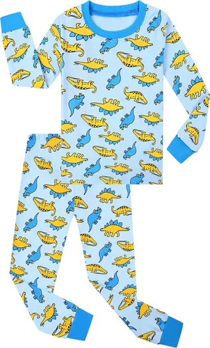 Vista 3 de Benaive Pijama para niños, pijama de algodón para niño, conjunto de pantalones de 4 piezas para niños