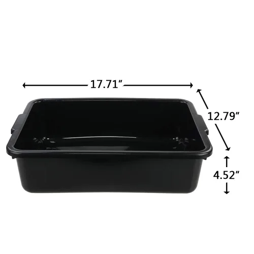 Vista 3 de Kiddream Bandeja de autobús comercial de 13 litros, caja de plástico para lavado de restaurante, juego de 4, color negro