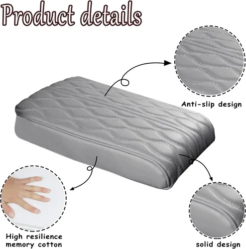 Vista 4 de Almohadilla universal de cuero para reposabrazos de automóvil, cubierta de consola central de automóvil, cubierta de cuero impermeable