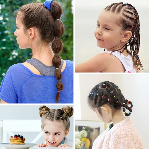 Vista 3 de 2000 bandas de goma para el cabello, ligas elásticas para el cabello coloridas con caja organizadora, mini lazos elásticos para el cabello