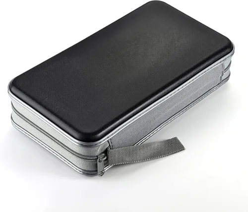 Vista 6 de LIOVODE Funda para DVD, estuche portátil para CD de capacidad para 96, soporte de almacenamiento de plástico duro para DVD, CD, cartera, organizador