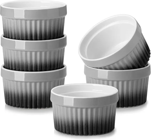 Vista 16 de MALACASA Ramequines de 119 ml aptos para horno, pequeños platos de soufflé cerámicos para crema brulée y soufflé, tazas de natillas de barro