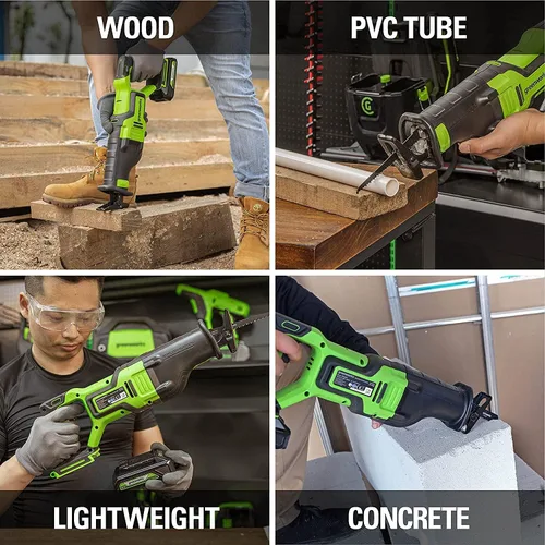 Vista 6 de Greenworks Kit combinado de herramientas eléctricas sin escobillas de 24 V 5 herramientas taladro destornillador de impacto sierra circular sierra