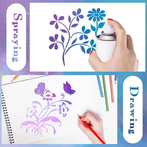 Vista 3 de Juego de 20 plantillas reutilizables para estarcir, plantillas de primavera e invierno, de Navidad, para pintar sobre pared de madera, decoración