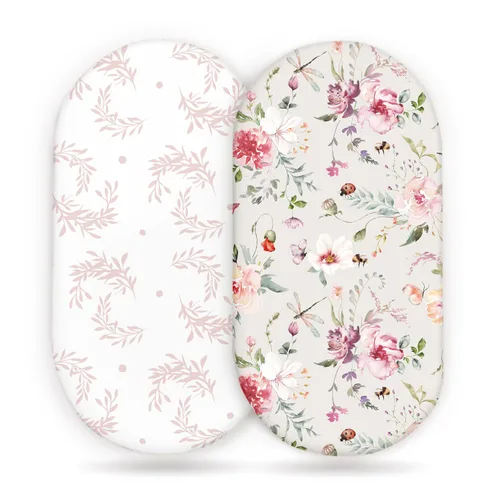 Vista 19 de GRSSDER Juego de sábanas ajustadas elásticas ultra suaves para moisés, paquete de 2, ajuste universal para moisés, cuna, capazo de Moisés, colchón