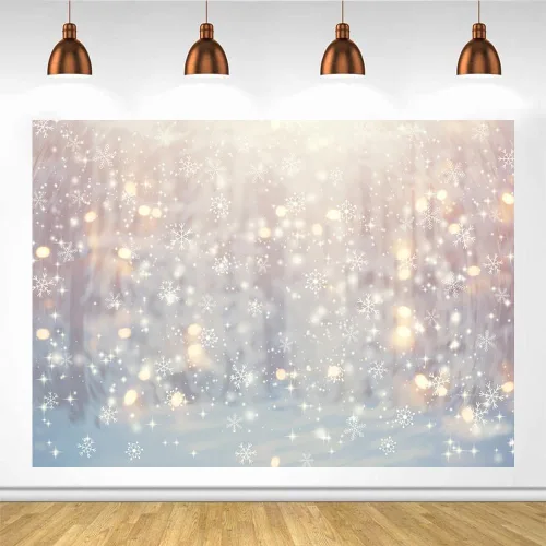 Lofaris Fondo de fotografía de copo de nieve blanco de invierno, fondo de Navidad, nieve, país de las maravillas, feliz Navidad, purpurina, bokeh,