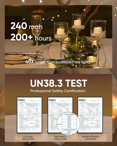 Vista 6 de Homemory Paquete de 48 velas parpadeantes sin llama, velas falsas LED que funcionan con pilas más de 200 horas para centros de mesa de boda, base