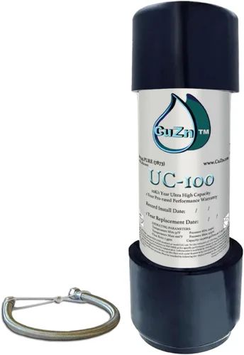 CuZn Filtro de agua debajo del fregadero para grifo del fregadero, 10 K galones o 1 año de vida útil de filtración, reduce PFA, PFOS, plomo, cloro,