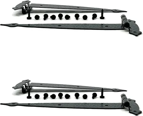 Vista 3 de Harris Hardware 93F-HBE-4 Bisagra de correa de montaje en superficie colonial negra con tornillos negros