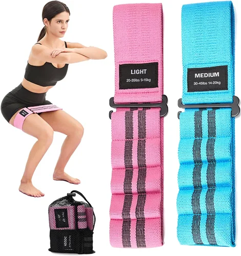 Vista 9 de Adjustable Fabric Resistance Bands for Squats, Glutes & Legs – 5 Levels of Customizable Size, Width & Tension, Non-Slip Booty Bands for Men and
