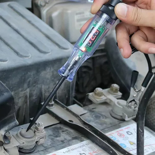 Vista 6 de Luz de prueba automotriz DC 3-48V Digital LED Car Circuit Tester Light, probador de voltaje bidireccional automático con voltímetro con sonda