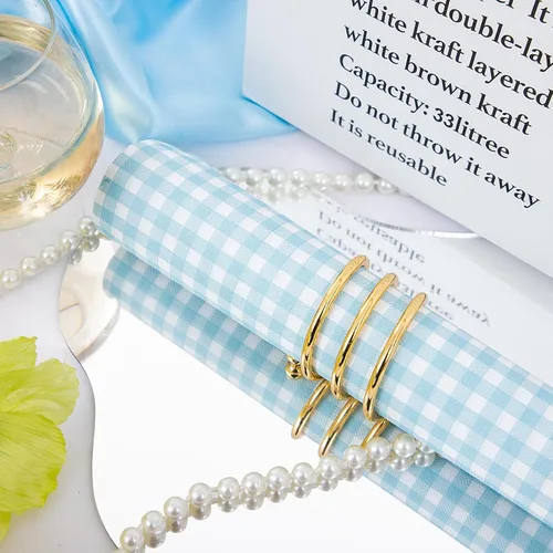 Vista 3 de WDF Paquete de 150 servilletas de papel azul bebé, 3 capas, desechables, color azul y blanco, servilletas de cena de invitados de papel para baño