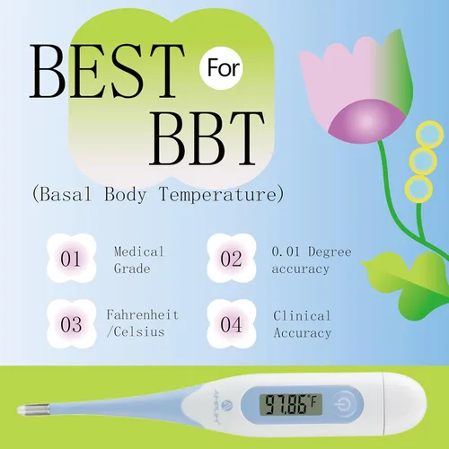 Vista 2 de Amplim Termómetro basal digital, BBT preciso de grado médico para seguimiento de ovulación, predicción de fertilidad de alta precisión de 1/100