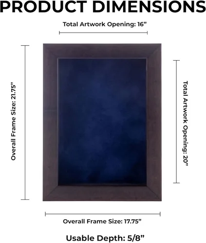 Vista 3 de Marco de caja de sombra de 16 x 20 pulgadas, madera de nogal marrón, con una profundidad de visualización útil de 3/4 pulgadas, incluye un tablero