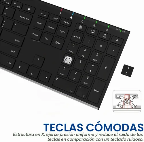 Vista 4 de Arteck - Teclado inalámbrico USB de tamaño completo para ordenador/PC/ordenador portátil
