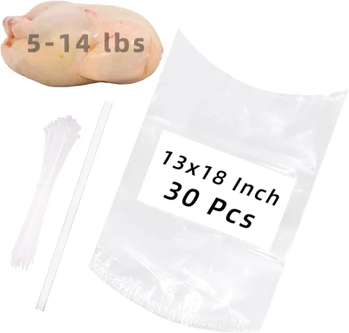 Vista 8 de Bolsas retráctiles para aves de corral, 100 bolsas de pollo de 13 x 18 pulgadas, bolsa termorretráctil para congelador