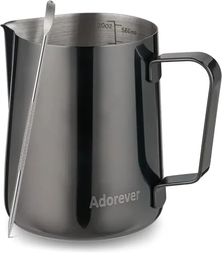 Vista 8 de Jarra espumadora de leche de 350 ml, 600 ml, 900 ml, 1500 ml y 2000 ml (12 onzas, 20 onzas, 32 onzas, 50 onzas y 66 onzas), de acero inoxidable