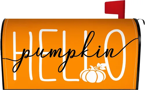 Vista 10 de Funda para buzón de otoño de 21 x 18 pulgadas, fundas para buzón de texto "Hello Fall", diseño de otoño de cosecha de Acción de Gracias, magnéticas