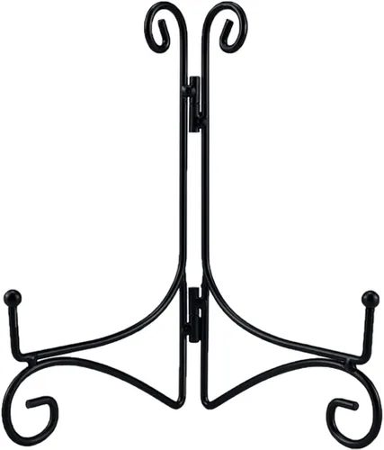 Vista 8 de SVENJBB Soporte de placa de hierro negro, soporte de placa de 6 pulgadas para exhibición, soportes de exhibición de placa de metal pequeños