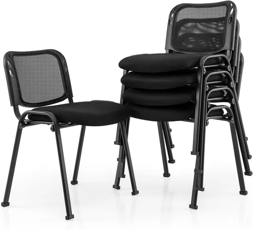 Giantex Juego de 5 sillas de oficina para invitados, silla apilable para sala de espera con asiento acolchado, marco de metal, capacidad de 330