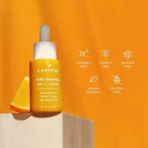 Vista 6 de Suero de vitamina C con ácido ferúlico: suero facial ferúlico C y E con 15% de ácido ascórbico, vitamina E, ácido hialurónico - suero Vit C