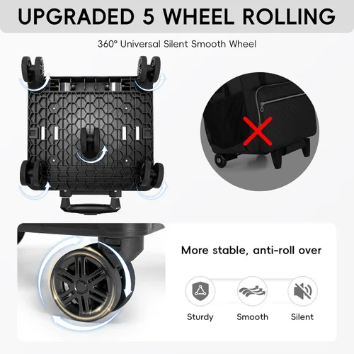 Vista 3 de Bolsa de mano con ruedas para profesores 2025 con organizador de archivos de acordeón