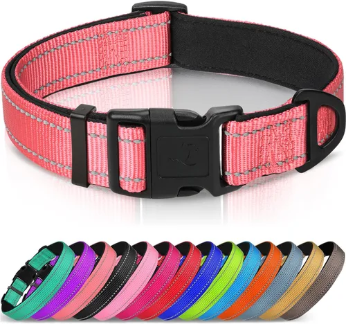 Vista 10 de Joytale - Collar reflectante para perro, collar de nailon transpirable con acolchado de neopreno suave para mascotas, ajustable para perros grandes