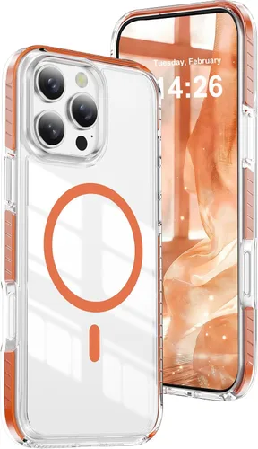 Vista 17 de LEMAXELERS Funda magnética transparente para iPhone 18 Pro Max, color negro