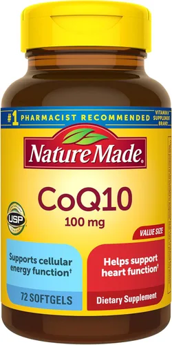 Nature Made CoQ10 100 mg, suplemento dietético para apoyo a la salud cardíaca, 72 cápsulas blandas, suministro para 72 días