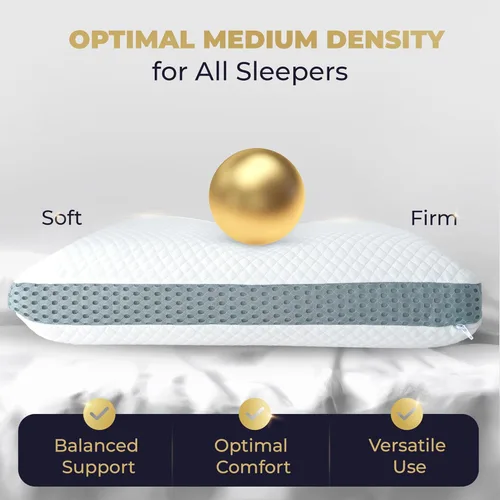 Vista 43 de 4 capas Queen, almohada de contorno, para dormir de lado y espalda, ortopédica, almohada de apoyo para el cuello, para dolor de cuello, CertiPUR-US