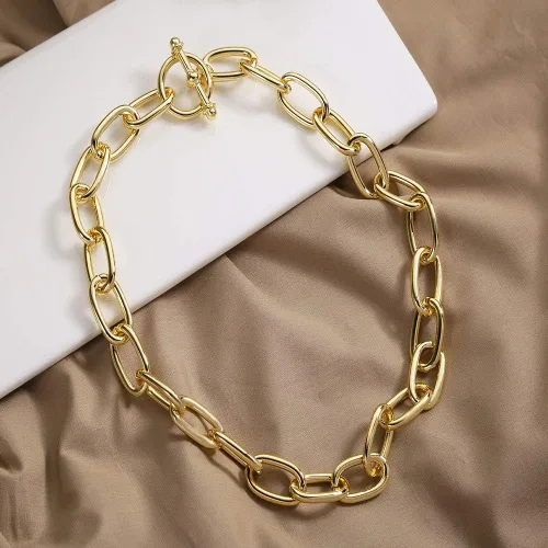 Vista 6 de LILILIE&WHTE - Collar de cadena gruesa para mujer, collar de cadena gruesa, collares de moda, cadena de eslabones de Cable, gargantilla, collares