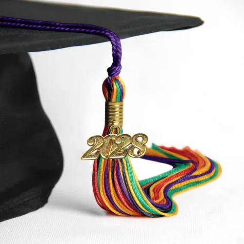 Vista 1159 de Endea Graduation - Borla de doble color mixto con fecha dorada (negro/dorado antiguo, 2021)