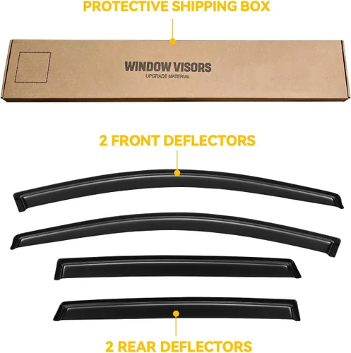 Vista 419 de Visera de ventana para Jeep Cherokee 1984-2001 (Excluye Modelo Limited), Protectores Guards Shields de lluvia de canal exterior, Deflector