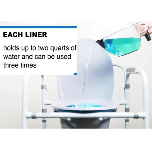 Vista 2 de Carex Health Brands Commode Liners: se adapta a la mayoría de los inodoros, con polvo absorbente, contiene 2 cuartos de líquido, desechables- 7