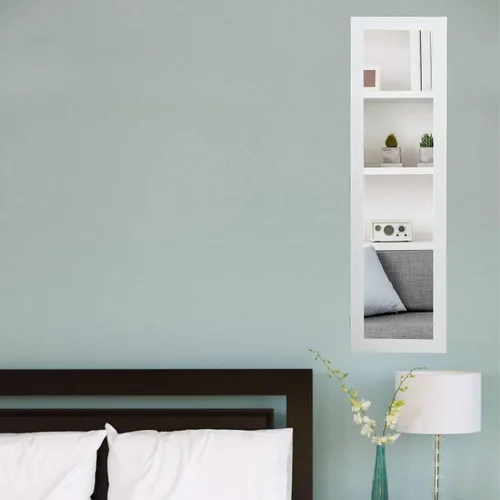 Vista 2 de Giantex - Armario de pared con espejo para puerta de pared con espejo de longitud completa color blanco