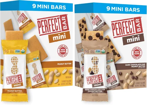 Perfect Bar Mini, paquete de variedad de mantequilla de maní y chispas de chocolate negro con mantequilla de maní, barra de proteínas, barra de