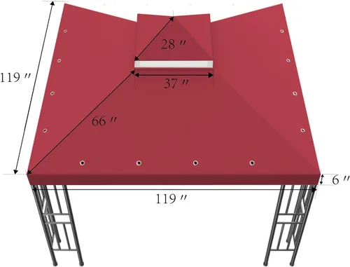 Vista 6 de Sumfaller - Toldo de repuesto para cenador de 10 x 10 pies, cubierta superior de doble nivel para cubierta de techo de barbacoa al aire libre, Rojo